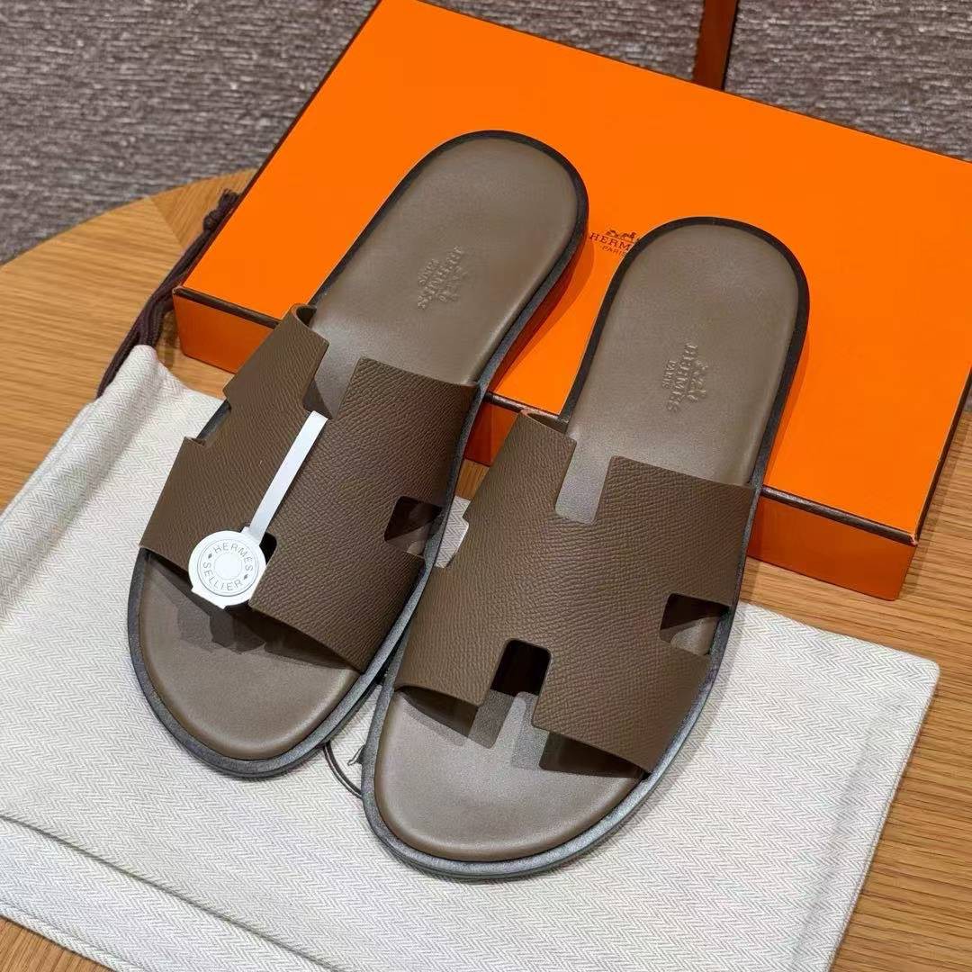 Hermes Izmir Sandal Men Epsom Calfskin Etoupe H221824ZHX4390