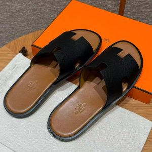 Hermes Izmir Sandal Men Epsom Calfskin Noir Gold - Image 11