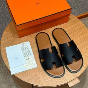 Hermes Izmir Sandal Men Epsom Calfskin Noir Gold - Image 7