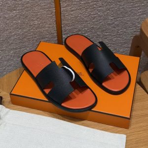 Alternative view of Hermes Izmir Sandal Men Epsom Calfskin Noir Orange