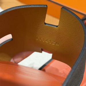 Hermes Izmir Sandal Men Epsom Calfskin Noir Orange - Image 9
