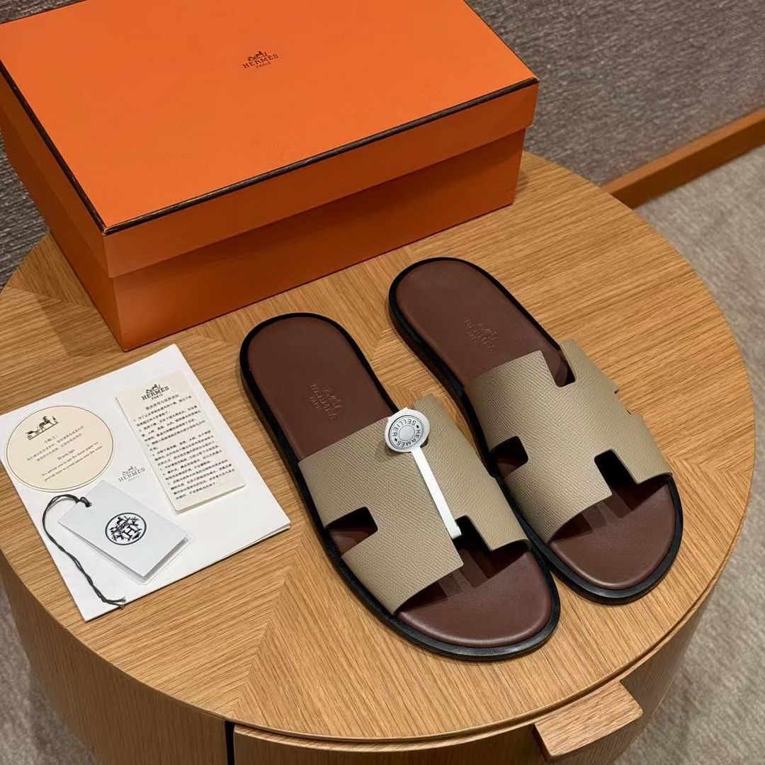 Hermes Izmir Sandal Men Epsom Calfskin S2 Trench Brown - Image 13