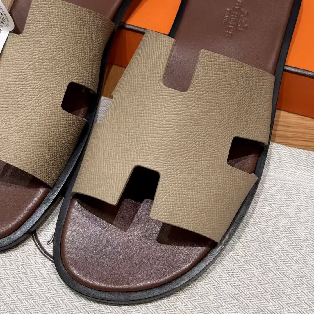 Hermes Izmir Sandal Men Epsom Calfskin S2 Trench Brown - Image 8