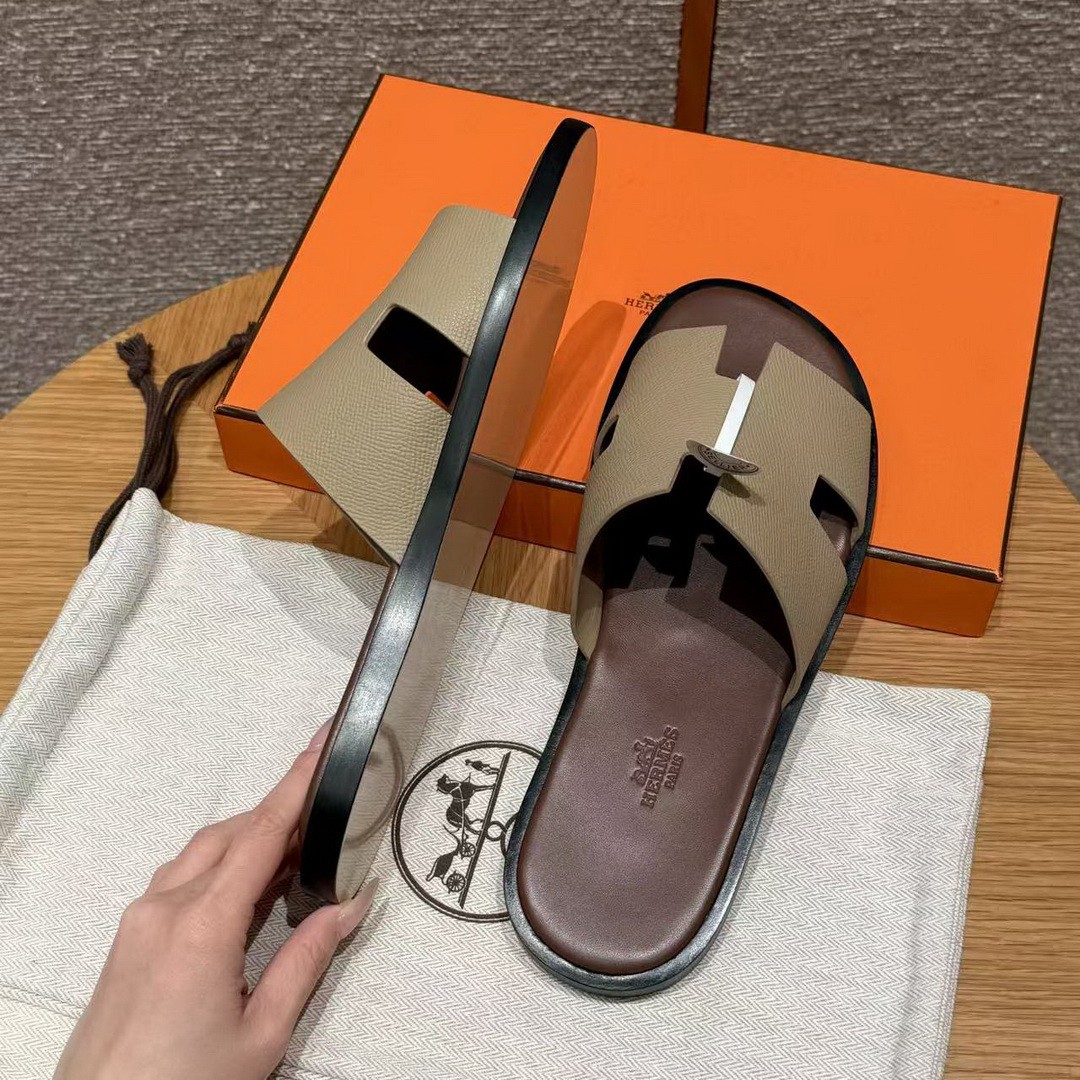 Hermes Izmir Sandal Men Epsom Calfskin S2 Trench Brown - Image 4