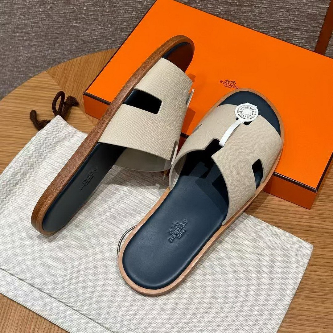 Hermes Izmir Sandal Men Epsom Calfskin ck10 Craie - Image 10