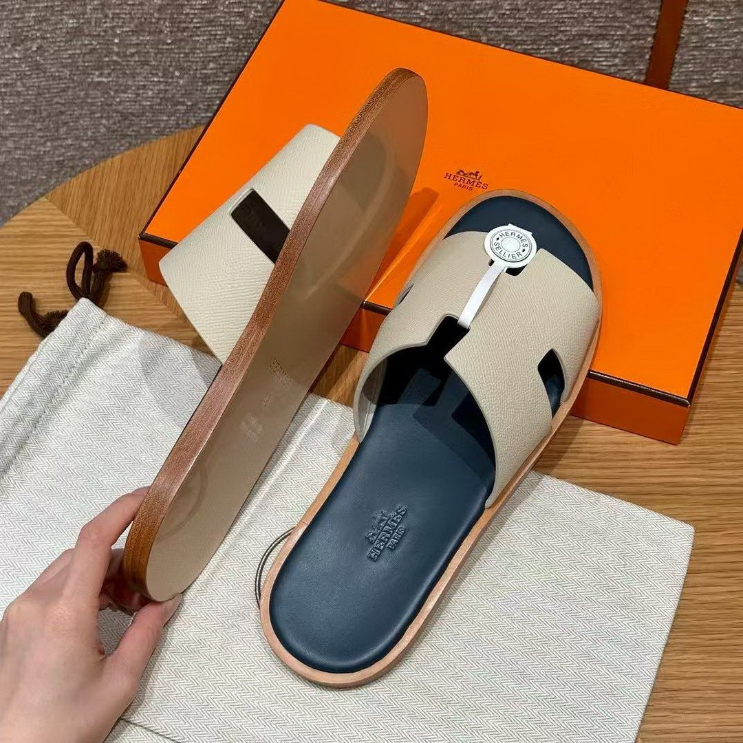 Hermes Izmir Sandal Men Epsom Calfskin ck10 Craie - Image 9