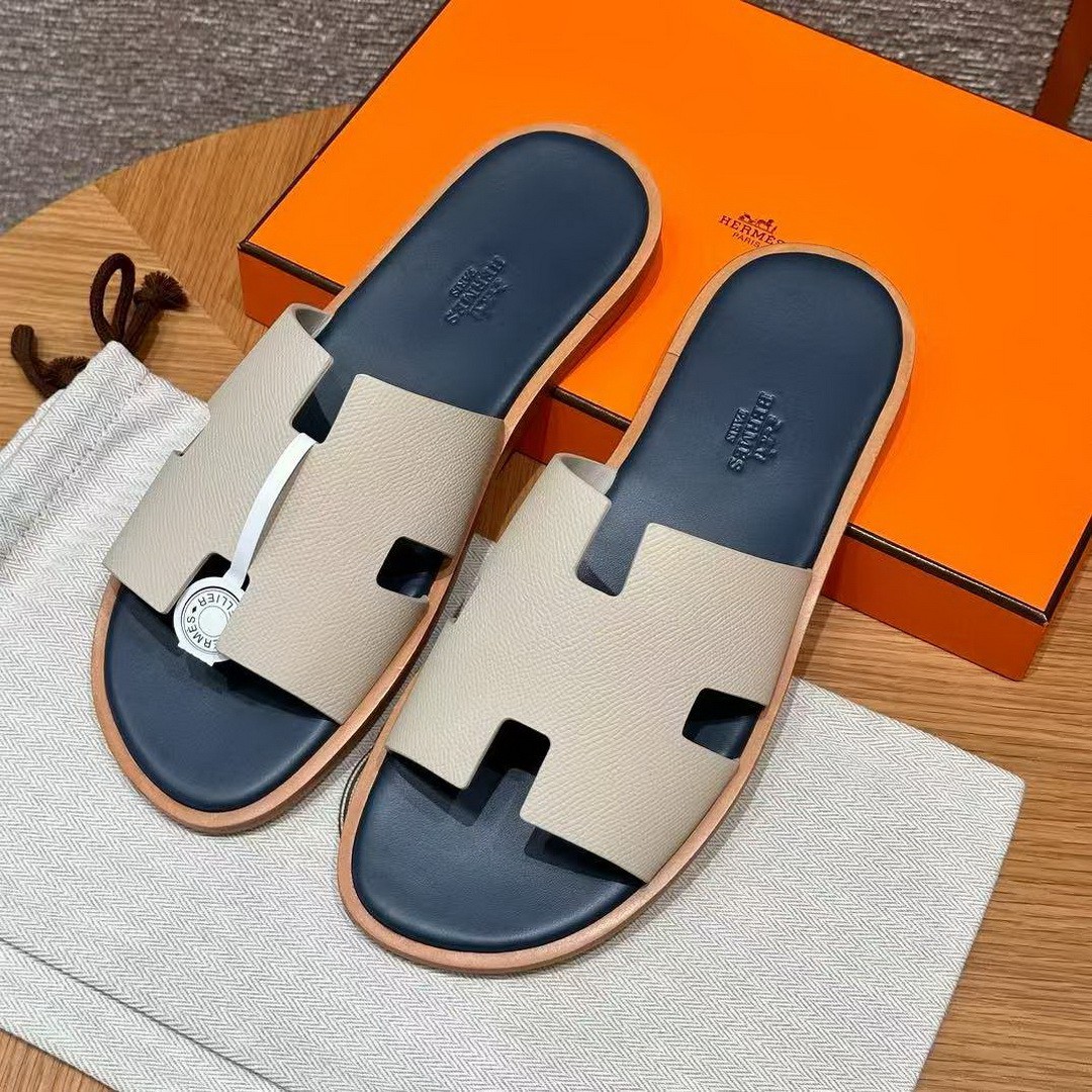 Hermes Izmir Sandal Men Epsom Calfskin ck10 Craie