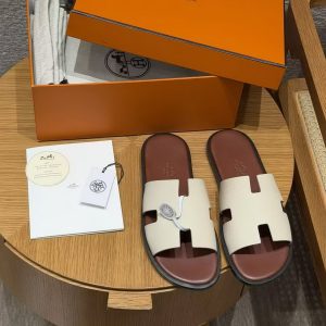 Hermes Izmir Sandal Men Epsom Calfskin ck10 Craie Brown - Image 13