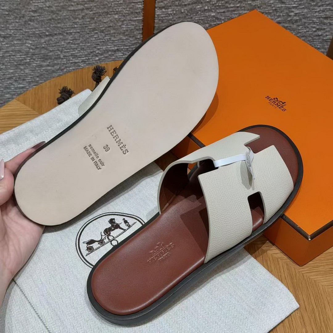 Hermes Izmir Sandal Men Epsom Calfskin ck10 Craie Brown - Image 6