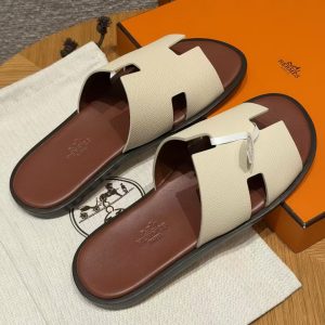 Hermes Izmir Sandal Men Epsom Calfskin ck10 Craie Brown - Image 5