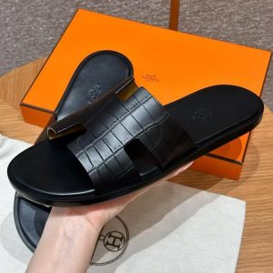 Hermes Izmir Sandal Men Matte Mississippiensis Alligator Black - Image 13