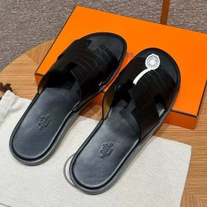 Hermes Izmir Sandal Men Matte Mississippiensis Alligator Black - Image 12