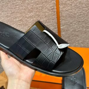 Hermes Izmir Sandal Men Matte Mississippiensis Alligator Black - Image 7