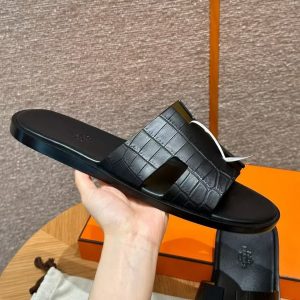 Hermes Izmir Sandal Men Matte Mississippiensis Alligator Black - Image 6
