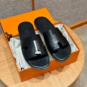 Hermes Izmir Sandal Men Matte Mississippiensis Alligator Black - Image 4