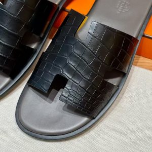 Hermes Izmir Sandal Men Matte Mississippiensis Alligator Black Gris Eatin - Image 13