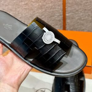 Hermes Izmir Sandal Men Matte Mississippiensis Alligator Black Gris Eatin - Image 12