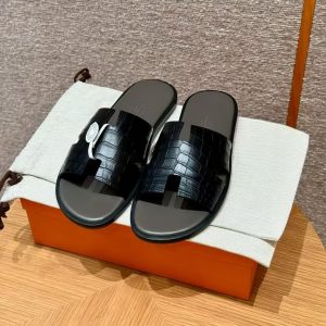 Hermes Izmir Sandal Men Matte Mississippiensis Alligator Black Gris Eatin - Image 10