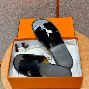 Hermes Izmir Sandal Men Matte Mississippiensis Alligator Black Gris Eatin - Image 9