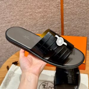 Hermes Izmir Sandal Men Matte Mississippiensis Alligator Black Gris Eatin - Image 8