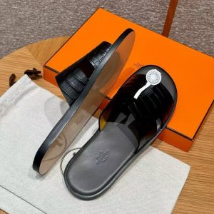 Hermes Izmir Sandal Men Matte Mississippiensis Alligator Black Gris Eatin - Image 4