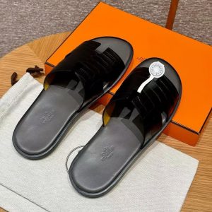 Hermes Izmir Sandal Men Matte Mississippiensis Alligator Black Gris Eatin - Image 3
