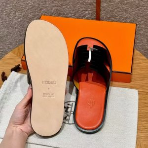 Hermes Izmir Sandal Men Matte Mississippiensis Alligator Black Orange - Image 5