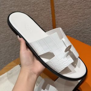 Hermes Izmir Sandal Men Matte Mississippiensis Alligator Blanc - Image 17