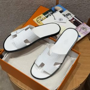Hermes Izmir Sandal Men Matte Mississippiensis Alligator Blanc - Image 15