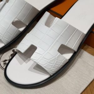 Hermes Izmir Sandal Men Matte Mississippiensis Alligator Blanc - Image 12