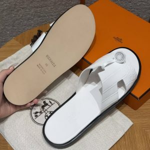 Hermes Izmir Sandal Men Matte Mississippiensis Alligator Blanc - Image 6