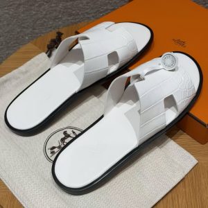 Hermes Izmir Sandal Men Matte Mississippiensis Alligator Blanc - Image 5