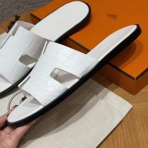 Hermes Izmir Sandal Men Matte Mississippiensis Alligator Blanc - Image 4