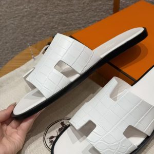 Hermes Izmir Sandal Men Matte Mississippiensis Alligator Blanc - Image 3