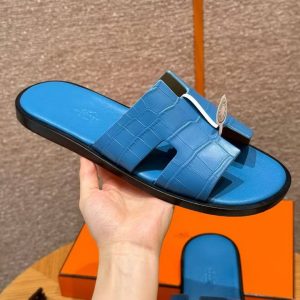 Hermes Izmir Sandal Men Matte Mississippiensis Alligator Bleu Floride - Image 9