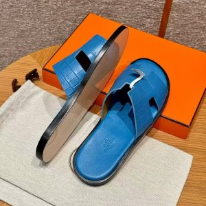Hermes Izmir Sandal Men Matte Mississippiensis Alligator Bleu Floride - Image 4