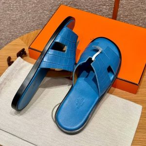 Hermes Izmir Sandal Men Matte Mississippiensis Alligator Bleu Floride - Image 3