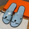 Hermes Izmir Sandal Men Matte Mississippiensis Alligator Blue Pale