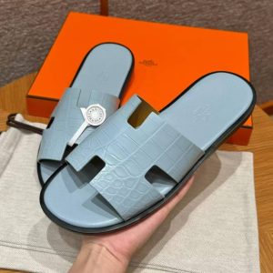 Hermes Izmir Sandal Men Matte Mississippiensis Alligator Blue Pale - Image 6