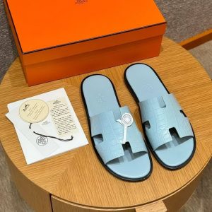 Hermes Izmir Sandal Men Matte Mississippiensis Alligator Blue Pale - Image 5