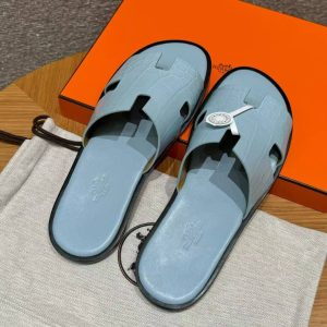 Hermes Izmir Sandal Men Matte Mississippiensis Alligator Blue Pale - Image 3