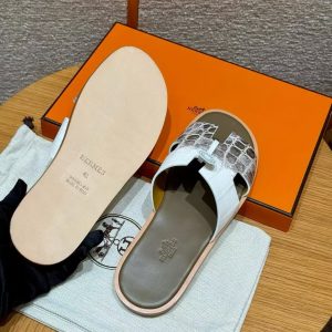 Hermes Izmir Sandal Men Matte Mississippiensis Alligator Himalaya Etoupe - Image 11