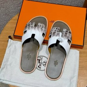 Hermes Izmir Sandal Men Matte Mississippiensis Alligator Himalaya Etoupe - Image 10