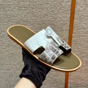 Hermes Izmir Sandal Men Matte Mississippiensis Alligator Himalaya Etoupe - Image 8