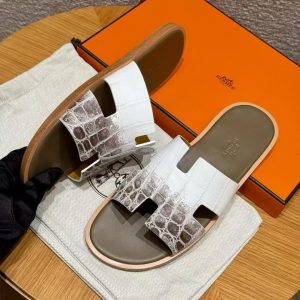 Hermes Izmir Sandal Men Matte Mississippiensis Alligator Himalaya Etoupe - Image 7