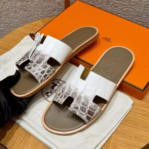 Hermes Izmir Sandal Men Matte Mississippiensis Alligator Himalaya Etoupe - Image 5