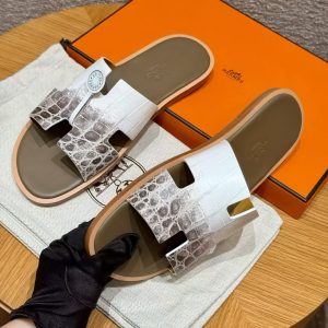 Hermes Izmir Sandal Men Matte Mississippiensis Alligator Himalaya Etoupe - Image 4