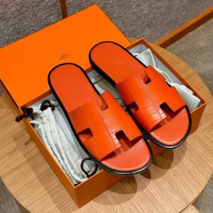 Hermes Izmir Sandal Men Matte Mississippiensis Alligator Orange - Image 12