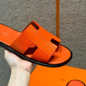 Hermes Izmir Sandal Men Matte Mississippiensis Alligator Orange - Image 11