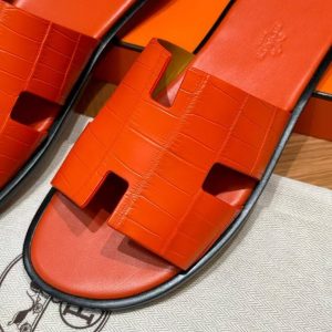 Hermes Izmir Sandal Men Matte Mississippiensis Alligator Orange - Image 10